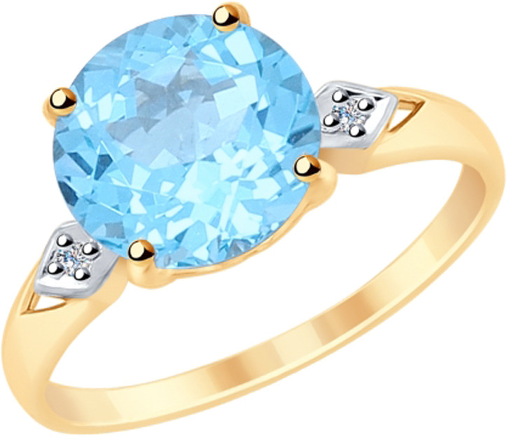 фото Кольцо Diamant из золота с топазом и бриллиантом