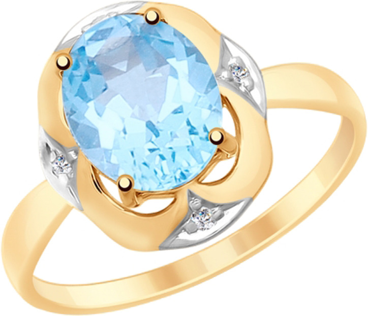 фото Кольцо Diamant, золото 585, бриллиант, топаз, 17,5, 51-210-00010-1