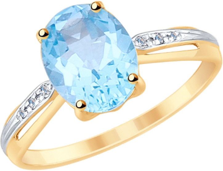 фото Кольцо Diamant из золота с бриллиантом и топазом
