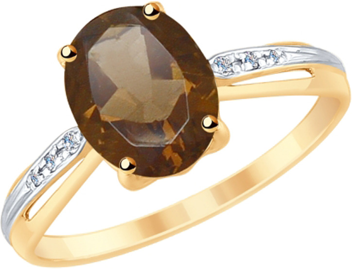 фото Кольцо Diamant, золото 585, бриллиант, раухтопаз, 17, 51-210-00016-5