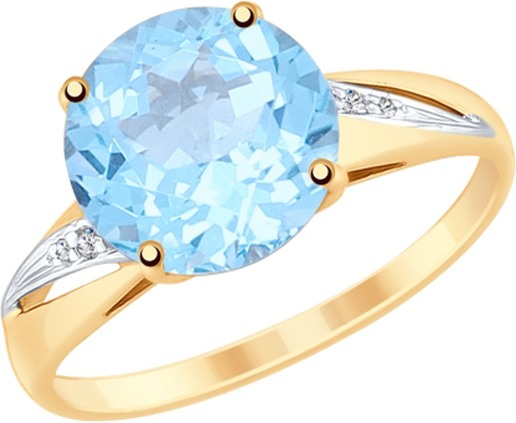 фото Кольцо Diamant, золото 585, топаз, бриллиант, 18, 51-210-00011-1