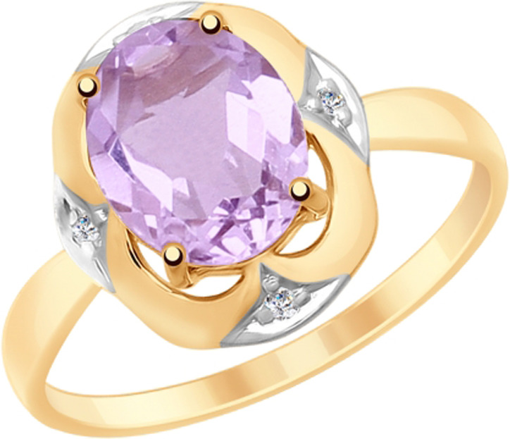 фото Кольцо Diamant из золота с бриллиантом и аметистом