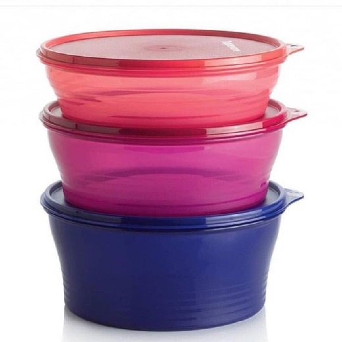 фото Контейнер пищевой Tupperware Чаша "Новая классика" 1л/1,4л/1,9л, розовый, синий