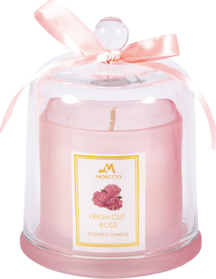 фото Ароматизированные свечи Moretto Роза, розовый, 8 х 8 х 11 см