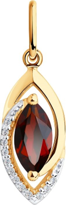 фото Подвеска Diamant, золото 585, гранат, фианит, 51-330-00241-2