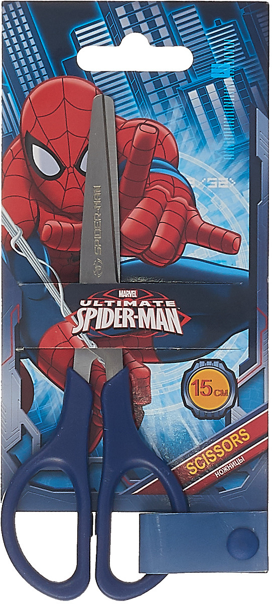 фото Ножницы канцелярские "Spider-Man", цвет: темно-синий, красный, 15 см. SMBB-US2-SC15-BL1