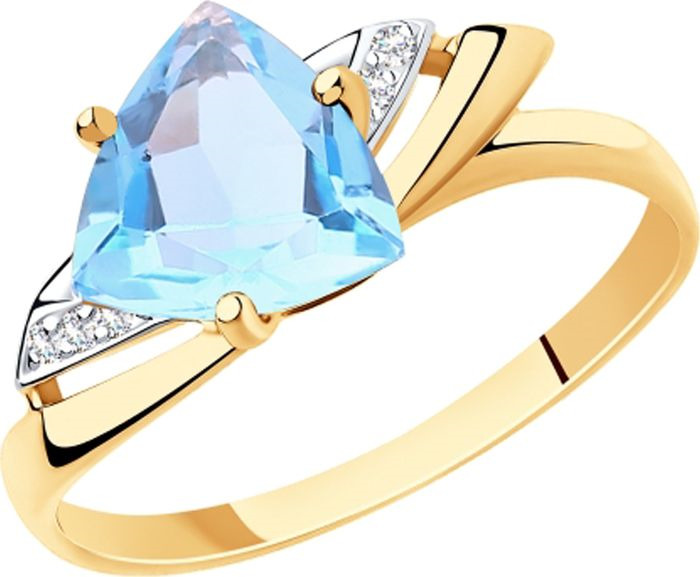 фото Кольцо Diamant из золота с топазом и фианитом