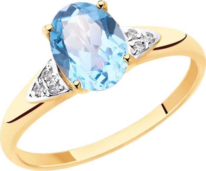 фото Кольцо Diamant, золото 585, топаз, фианит, 17, 51-310-00216-1