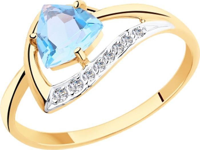 фото Кольцо Diamant, золото 585, топаз, фианит, 17, 51-310-00283-1