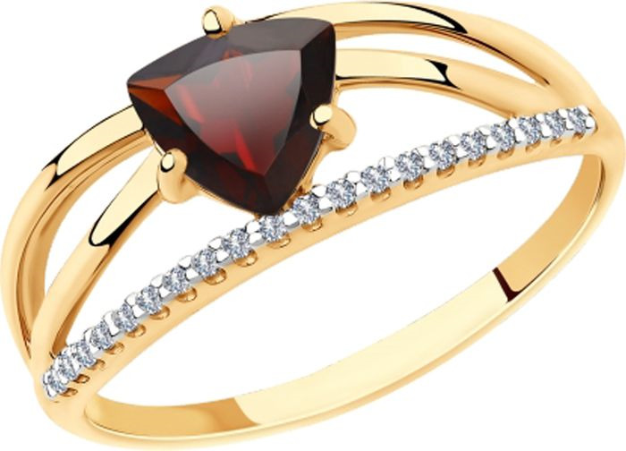 фото Кольцо Diamant, золото 585, гранат, фианит, 18,5, 51-310-00361-2