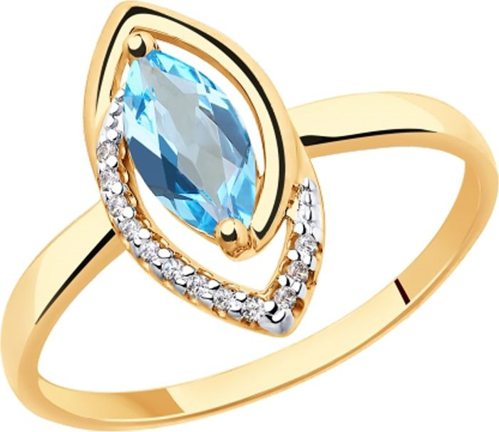 фото Кольцо Diamant из золота с топазом и фианитом