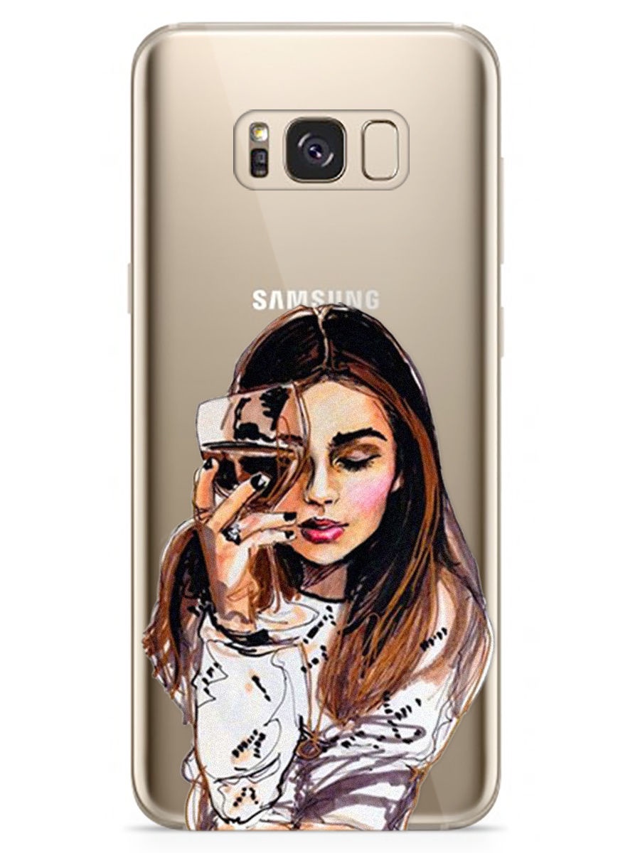 фото Чехол для сотового телефона With Love. Moscow Art Design "Девушка с вином" для Samsung Galaxy S8