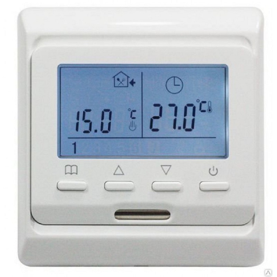 Регулятор теплого пола RTC Терморегулятор 51.716 прогр. с ЖК дисплеем с двумя датч./до3,5 кВт (встраиваемый), белый