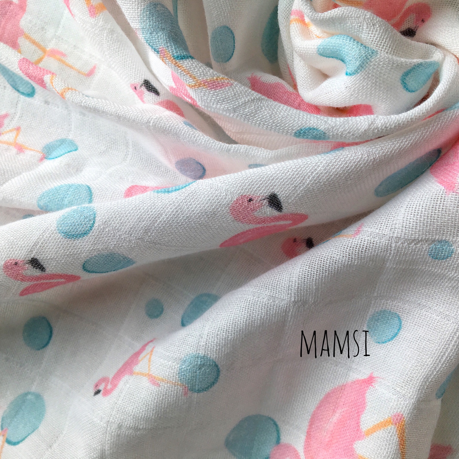 фото Пеленка текстильная MamSi Муслиновая пеленка  Фламинго