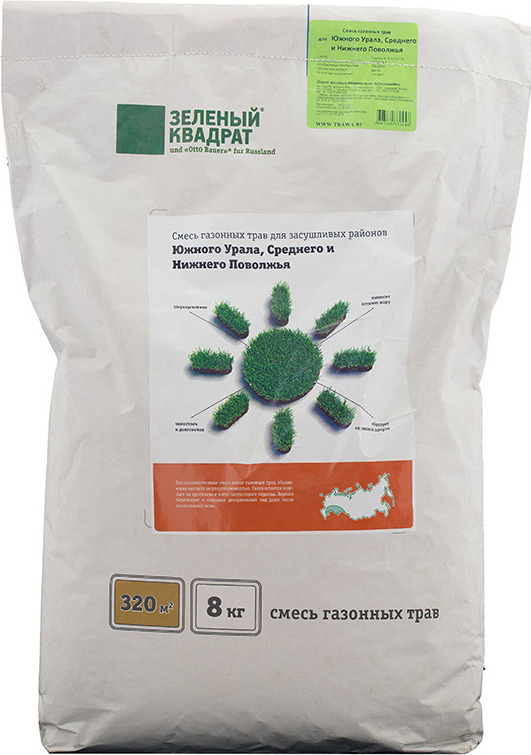 фото Семена Зеленый Квадрат Газон для Южного Урала, Среднего и Нижнего Поволжья, 8 кг