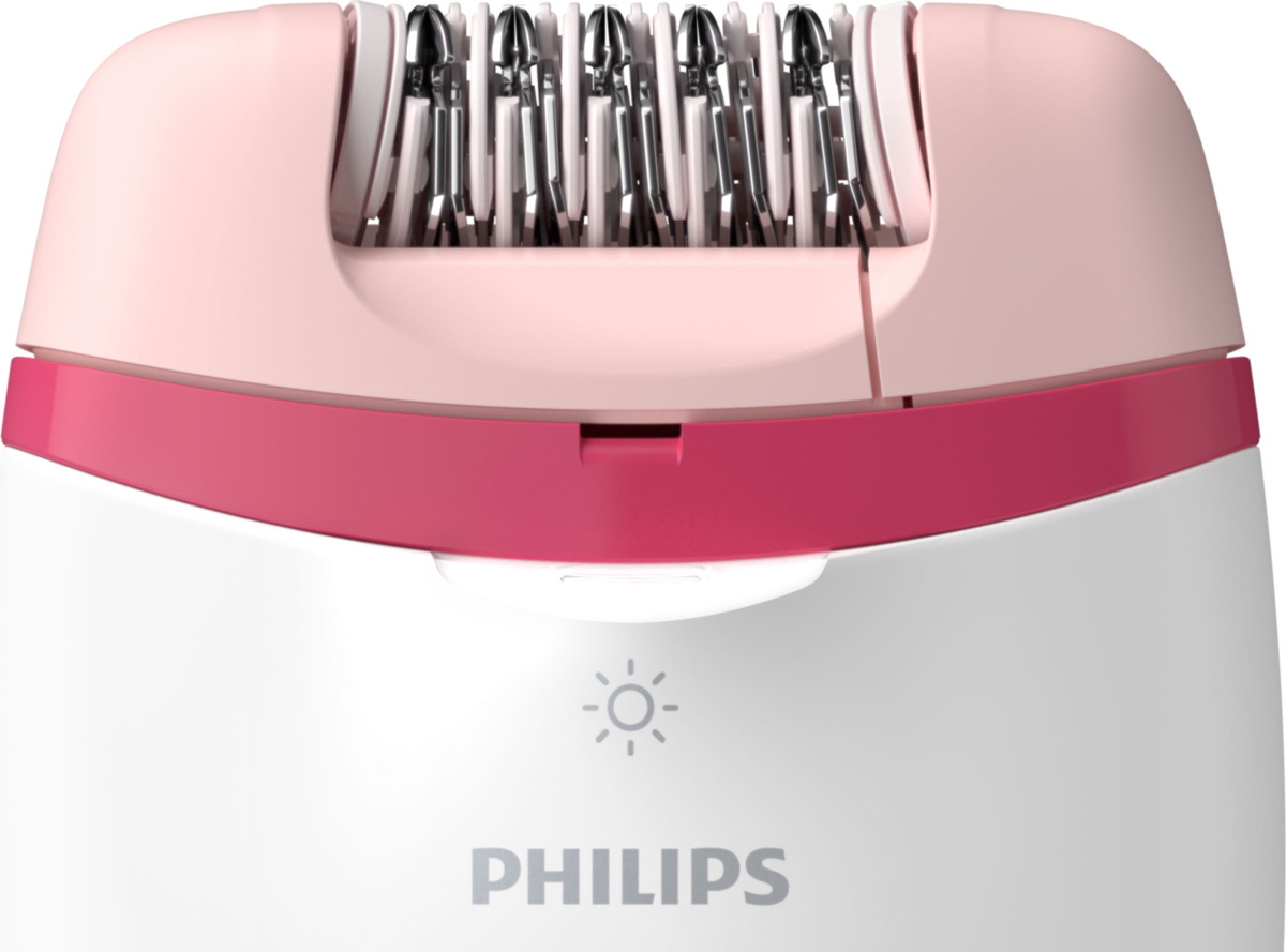 фото Эпилятор Philips Satinelle Essential BRE255/00 с подсветкой Opti-light и 3 аксессуарами, белый, красный