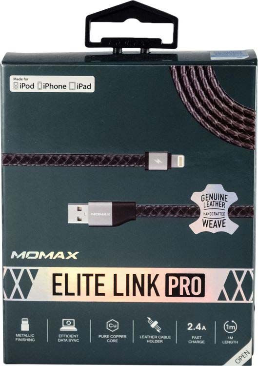 фото Кабель Momax Elite Link Pro Elite Link Lightning-USB, для Apple с чипом MFi, черный, 1 м