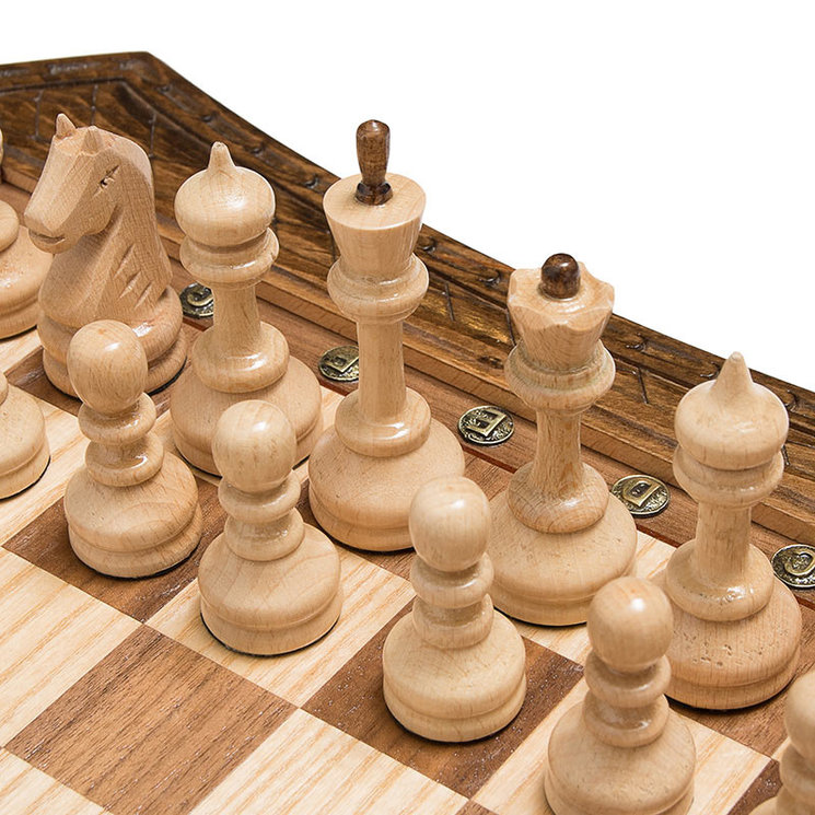 фото Шахматы Haleyan резные восьмиугольные в ларце с ящиками 50