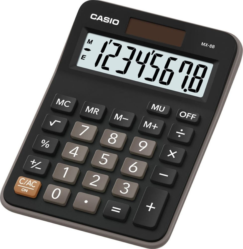 Калькулятор настольный Casio MX-8B, черный, коричневый Калькулятор настольный Casio MX-8B, черный, коричневый