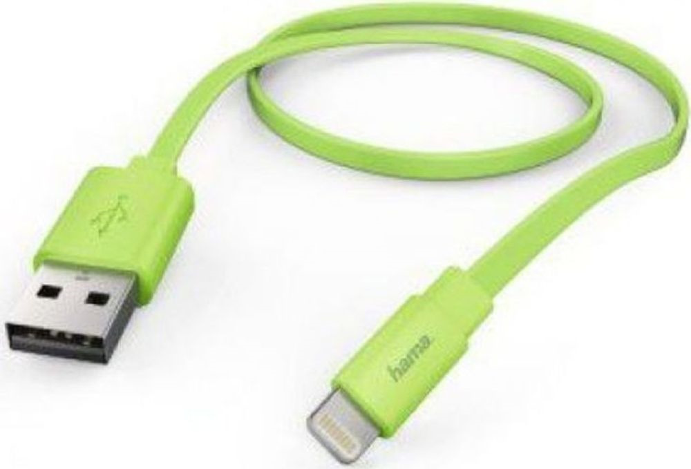 Кабель Hama Flat Lightning (m) USB A(m), 1,2 м, 00173647, зеленый