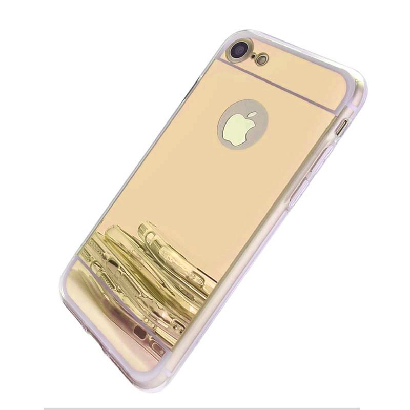 Чехол для сотового телефона Зеркальный чехол для задней крышки корпуса для iPhone Samsung, золотой