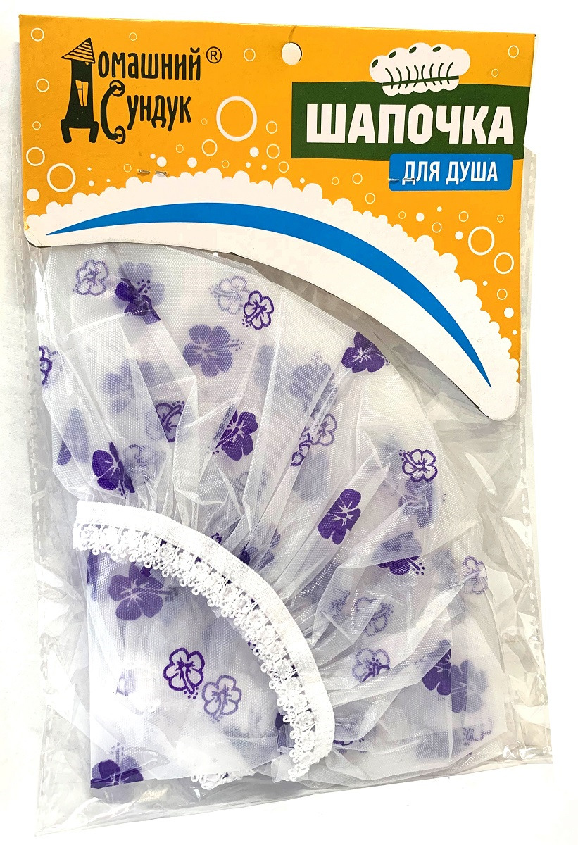 Шапочка для душа Домашний Сундук Lux, ДС-251_фиолетовые цветы