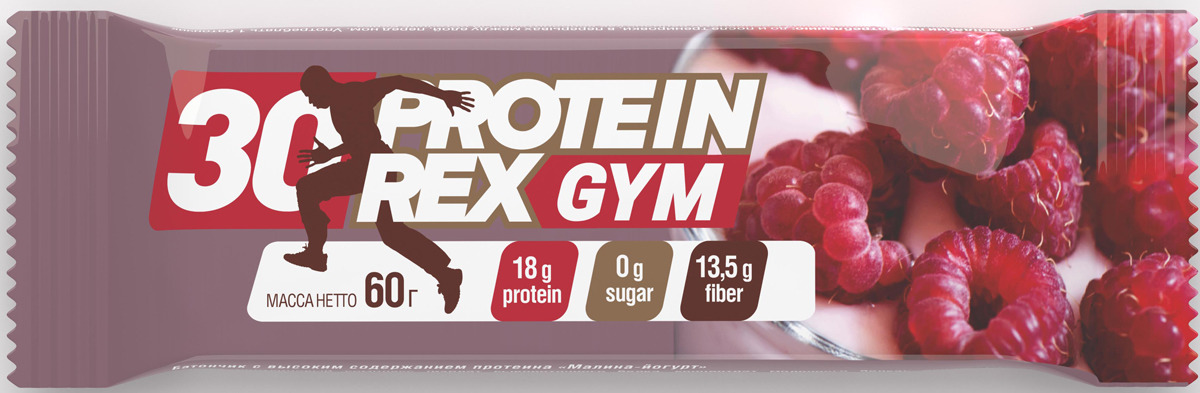 Батончик Protein Rex, с высоким содержанием протеина 30%, малина-йогурт, 60 г