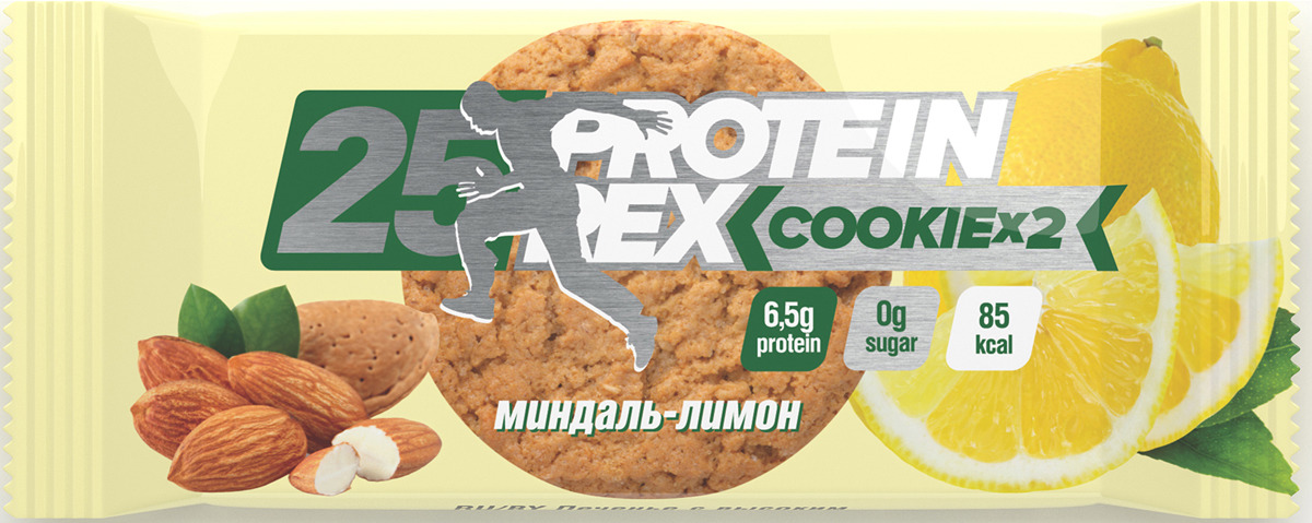 фото Фитнес питание Протеиновое печенье Protein Rex Миндаль-Лимон, 50 г