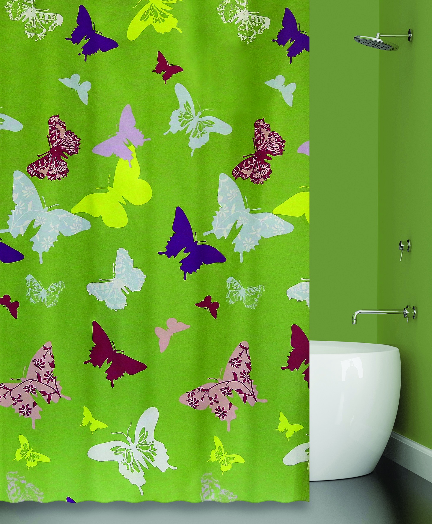 Штора для ванной BATH PLUS Splendour, зеленый, разноцветный