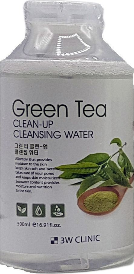 фото Вода мицеллярная 3W Clinic Green Tea Clean-Up Cleansing Water, 500 мл