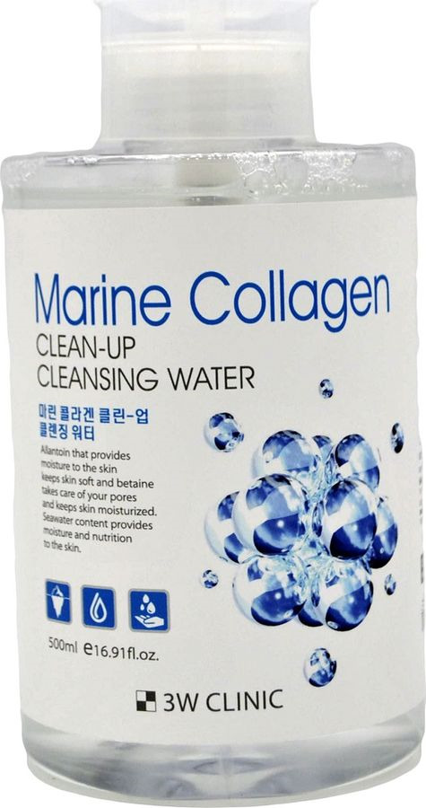 фото Вода мицеллярная 3W Clinic Marine collagen Clean-Up Cleansing Water, 500 мл