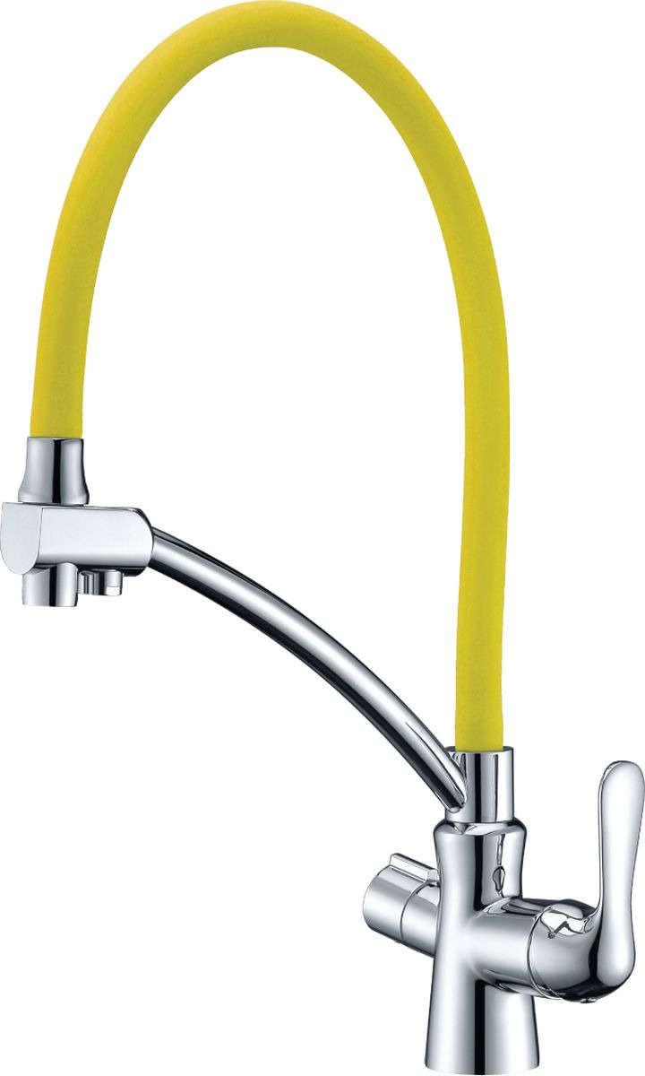 фото Смеситель Lemark Comfort, для кухни с подключением к фильтру с питьевой водой, LM3070C, хром, желтый