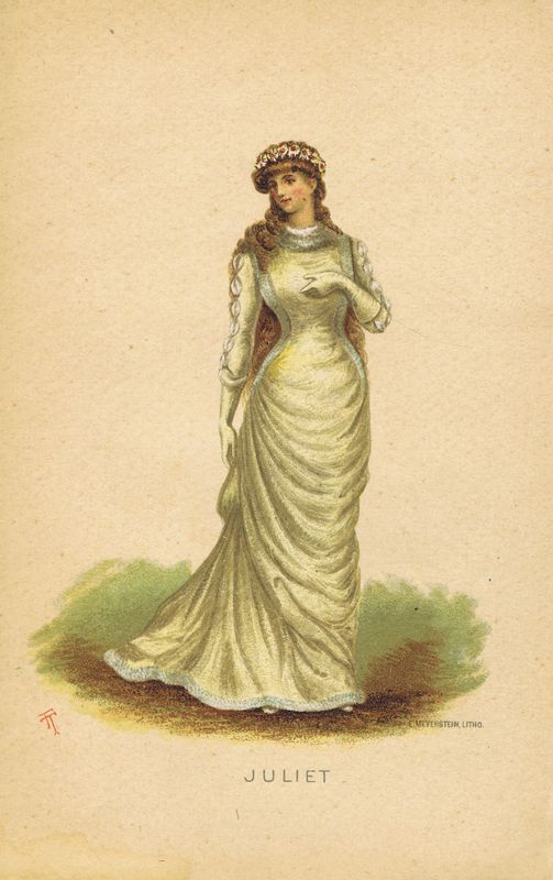 Гравюра Э. Мейерштайн Маскарадный (карнавальный) костюм Джульетта. Хромолитография. Англия, Лондон, 1884 год