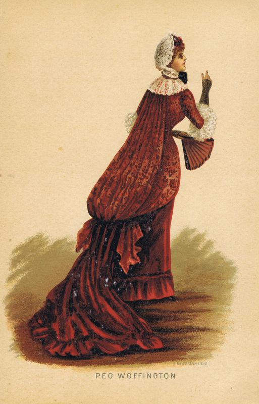 Гравюра Э. Мейерштайн Маскарадный (карнавальный) костюм Пег Воффингтон. Хромолитография. Англия, Лондон, 1884 год