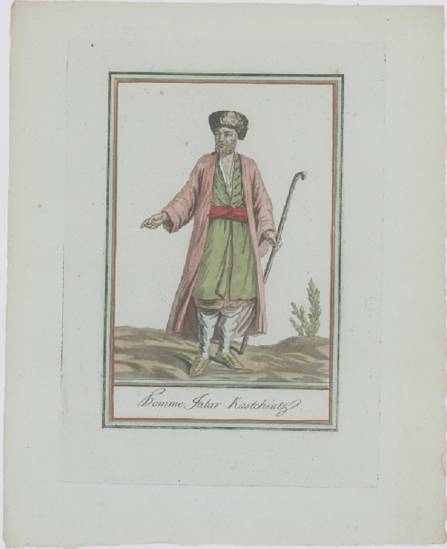 Гравюра Жак де Сен-Совер Качинец. Смешанная техника, ручная раскраска. Франция, Париж, 1796 год