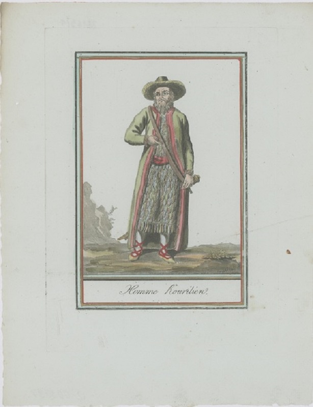 Гравюра Жак де Сен-Совер Житель Курил. Смешанная техника, ручная раскраска. Франция, Париж, 1796 год