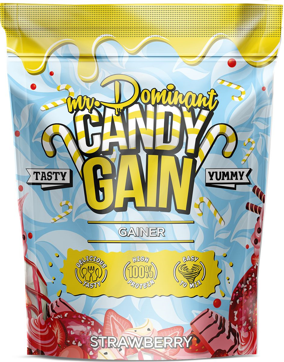 фото Напиток сухой Mr. Dominant Candy Gain, концентрат, клубника, 1000 г