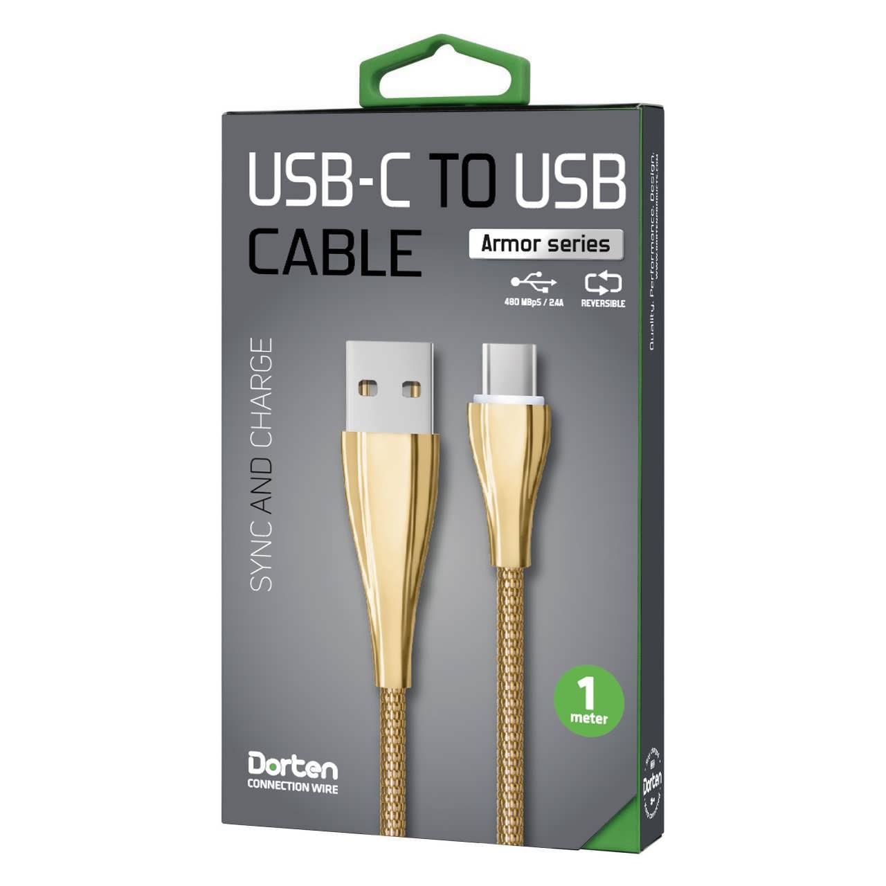 фото Кабель Dorten USB-C to USB cable: Armor Series 1 meter (Gold/Золото)