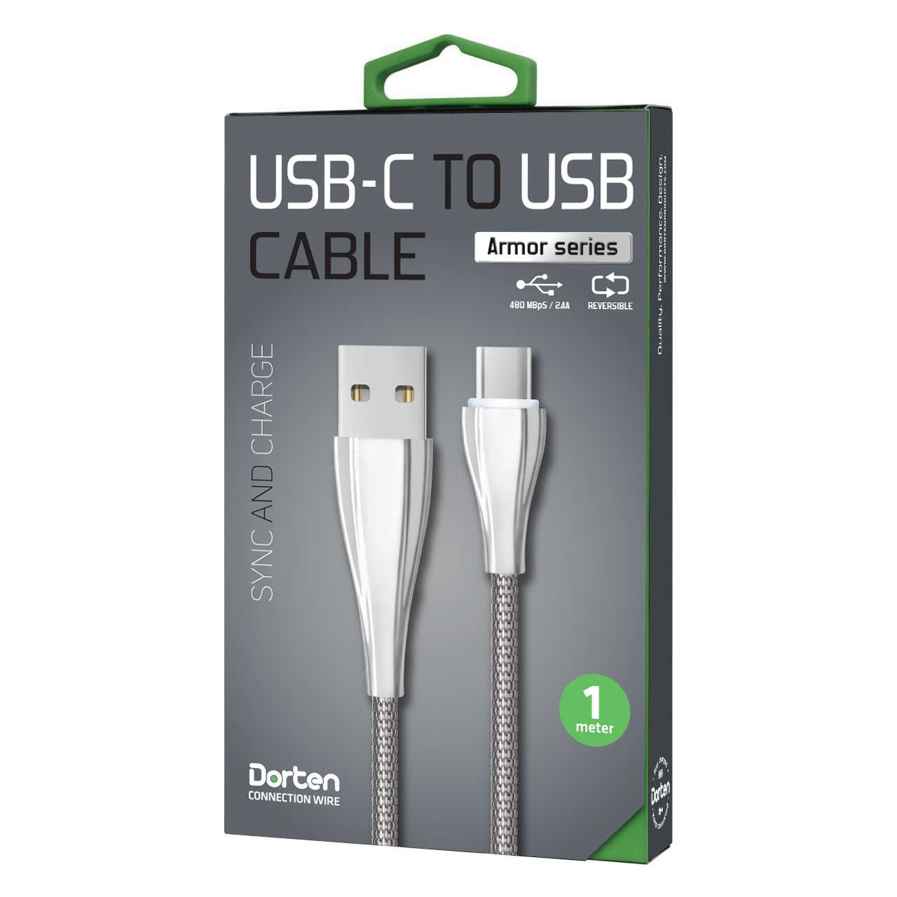 фото Кабель DORTEN USB-C to USB cable: Armor Series 1 meter, серебристый