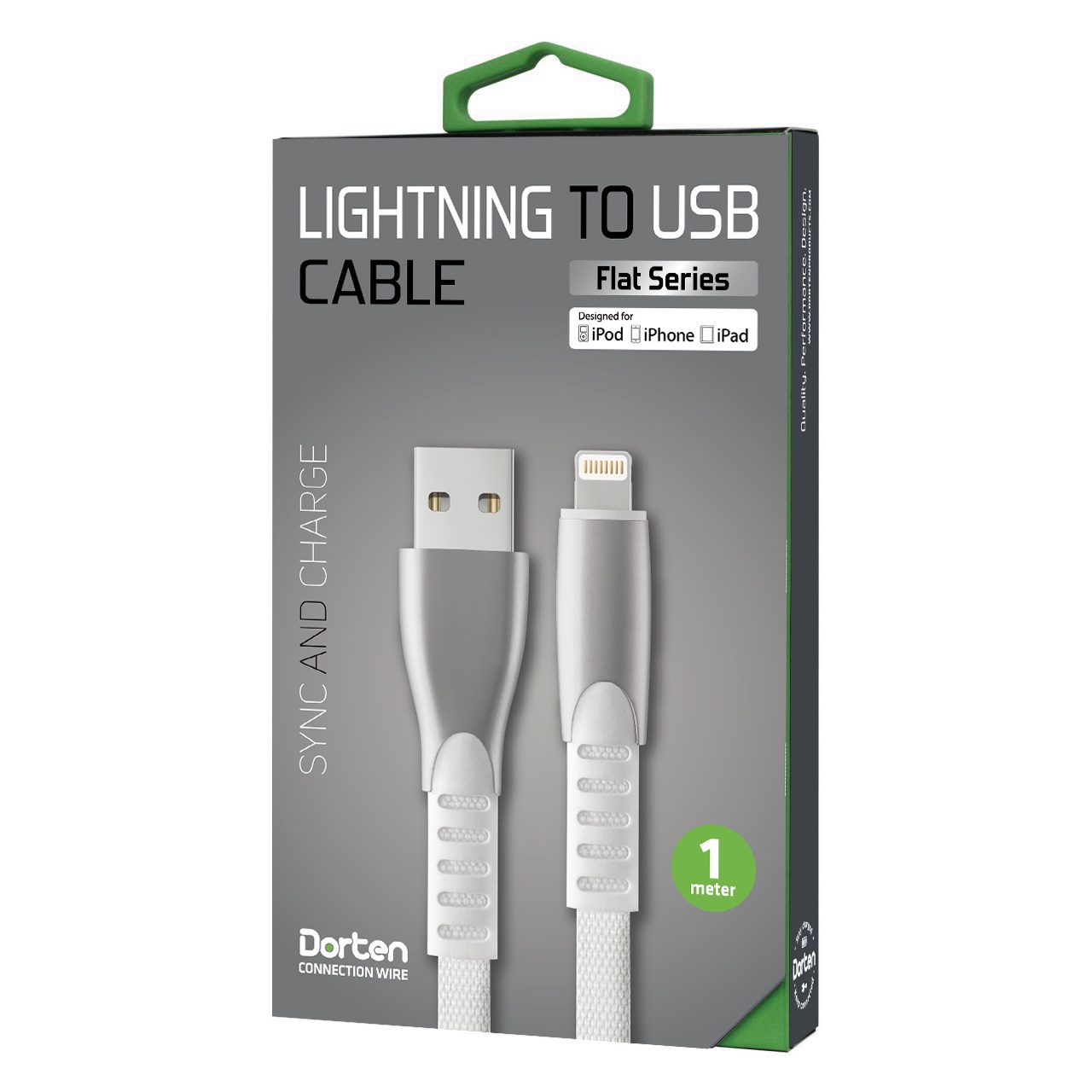 фото Кабель DORTEN Lightning to USB cable: Flat Series 1 meter, белый