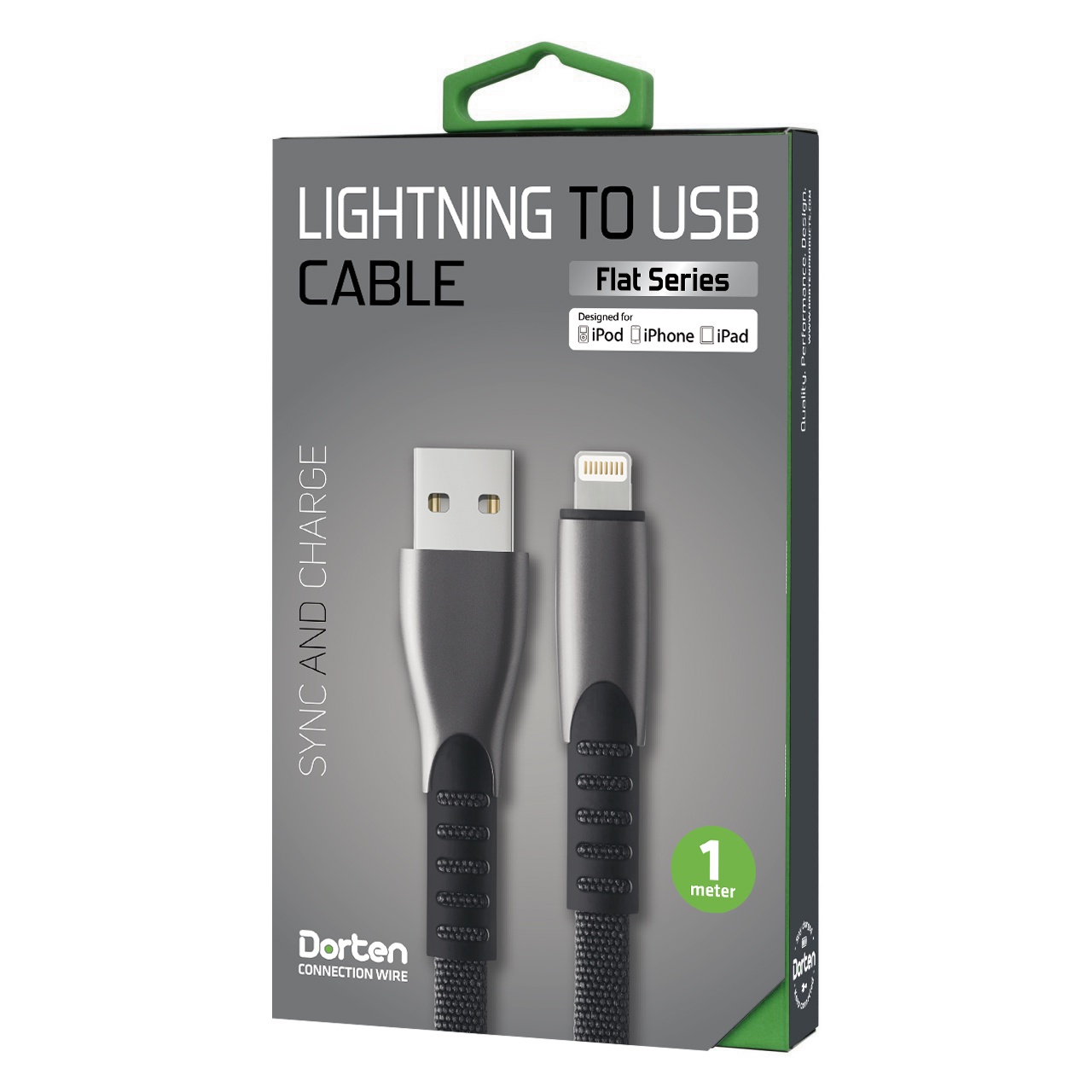 фото Кабель DORTEN Lightning to USB cable: Flat Series 1 meter, черный