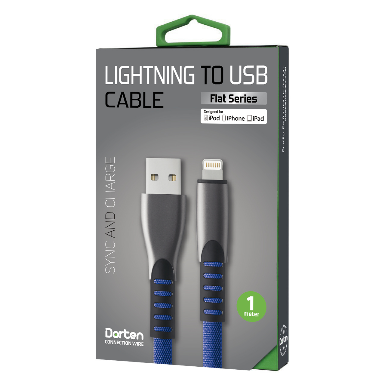 фото Кабель DORTEN Lightning to USB cable: Flat Series 1 meter, синий