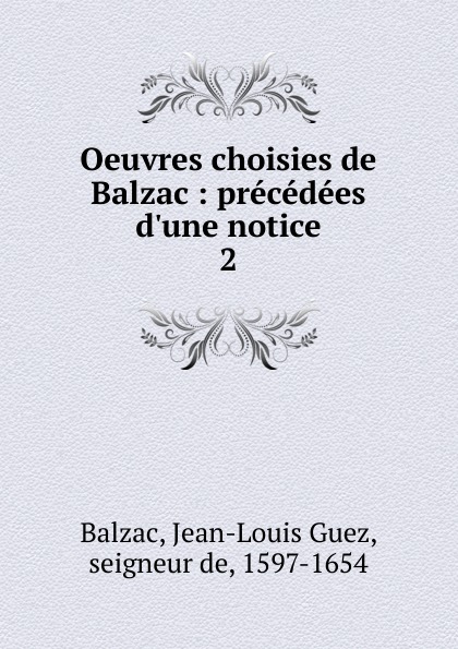 Oeuvres choisies de Balzac