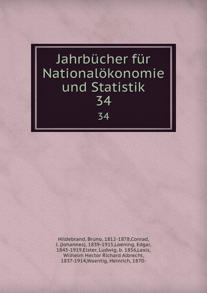 Jahrbucher fur Nationalokonomie und Statistik. 34