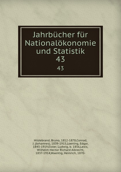 Jahrbucher fur Nationalokonomie und Statistik. 43