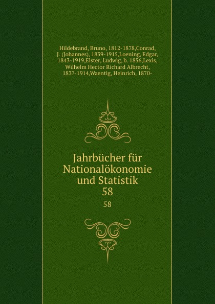 Jahrbucher fur Nationalokonomie und Statistik. 58