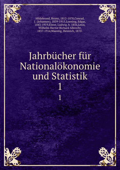 Jahrbucher fur Nationalokonomie und Statistik. 1