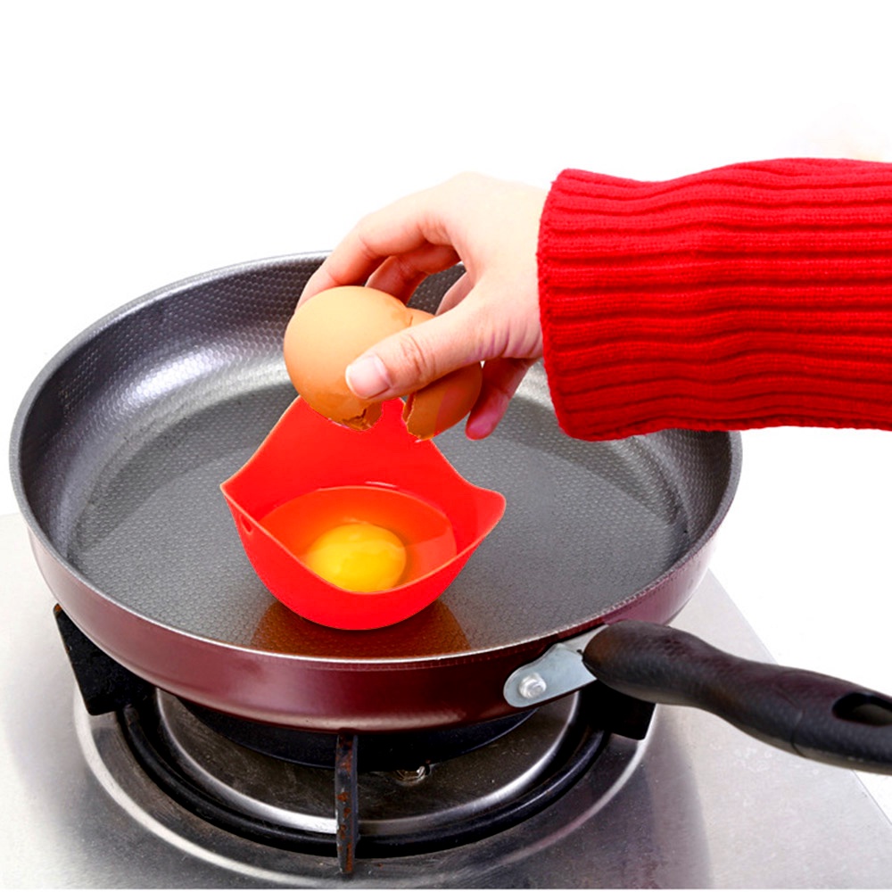 Силиконовая форма для яиц пашот Home Helper poached egg, красный
