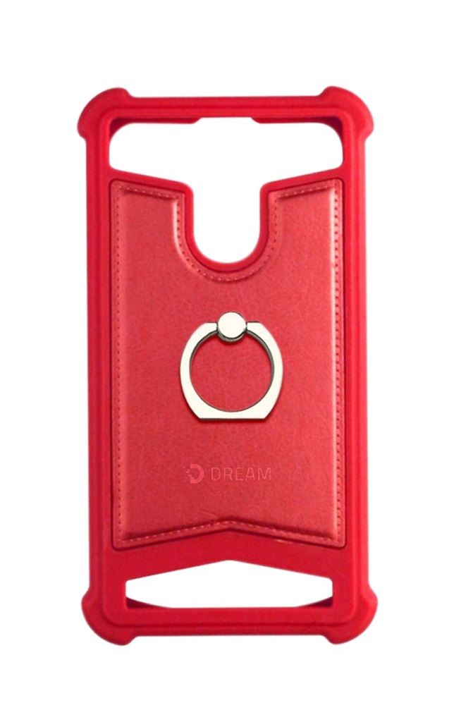 Чехол для сотового телефона DREAM универсальный 5.0-5.5 с кольцом, красный