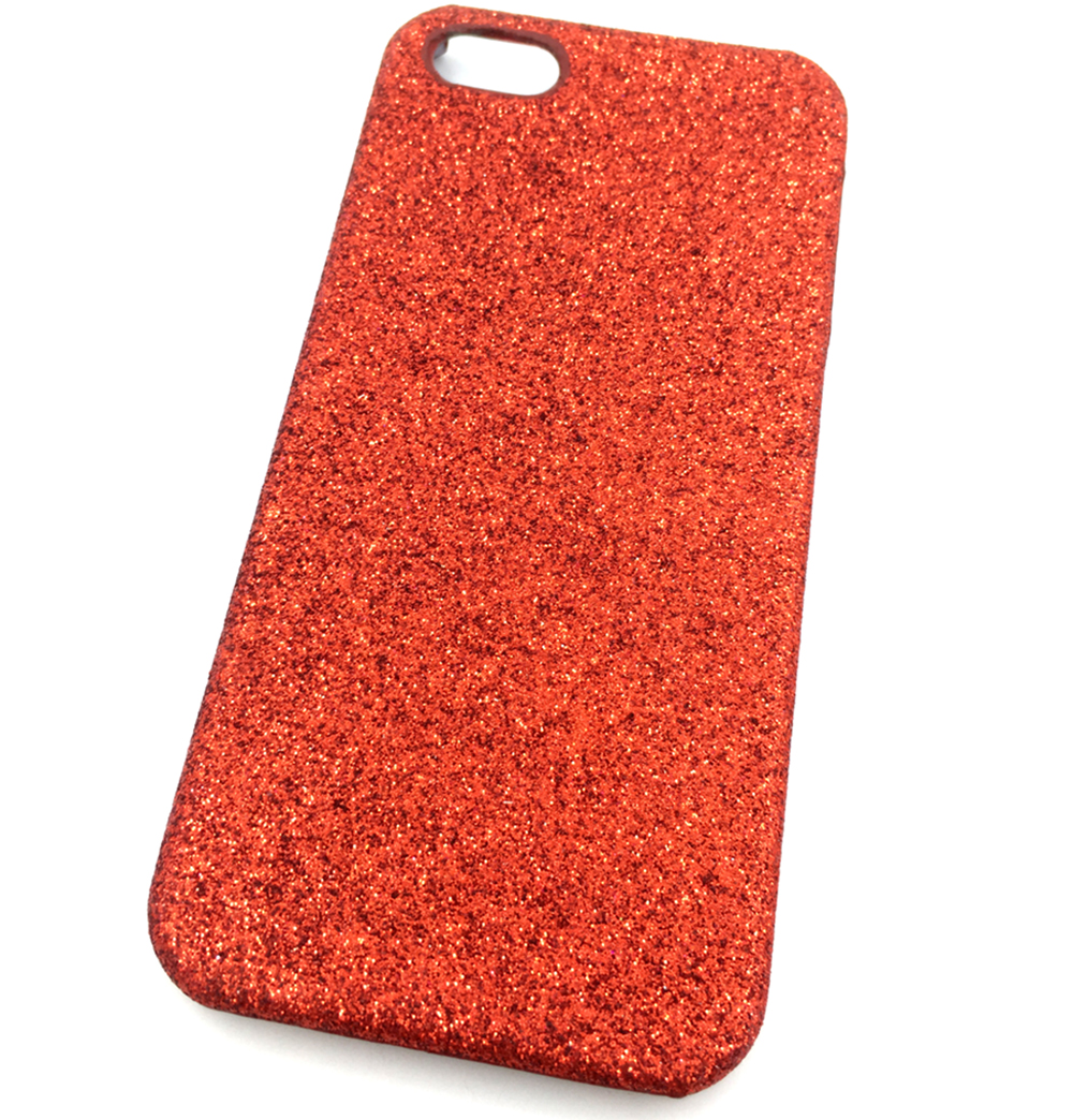 Чехол для сотового телефона Мобильная мода iPhone 5/SE Накладка пластиковая с блестками, красный